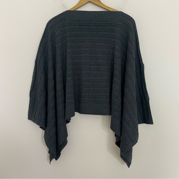 Lululemon Dark Gray Stripe Knit Poncho Sweater One Size - Picture 2 of 4